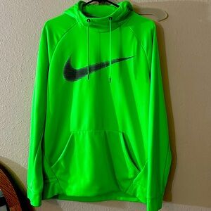 Nike large neon, green hooded sweatshirt